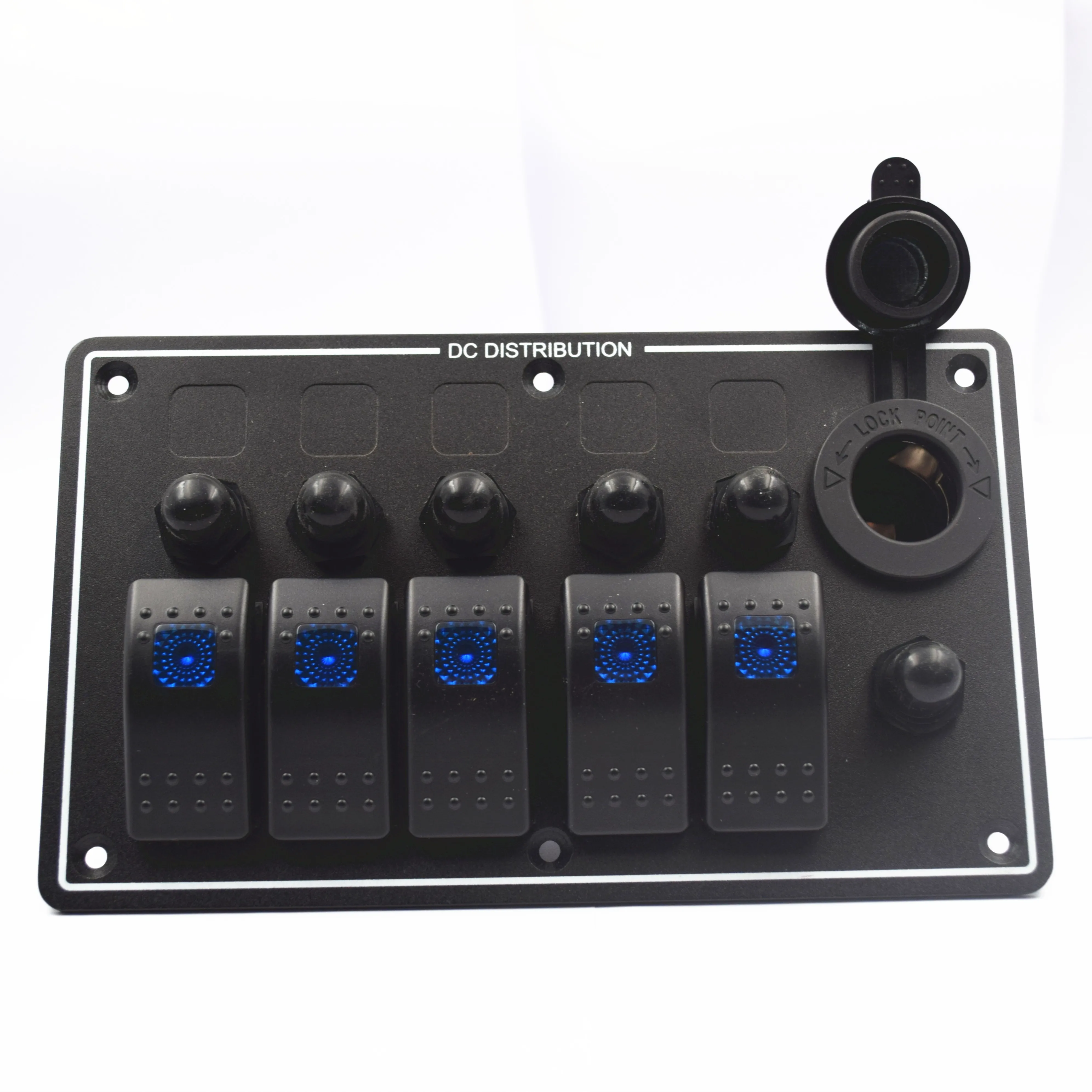 5 Gang Rocker Switch Panel with USB Power Outlet for Vehicles