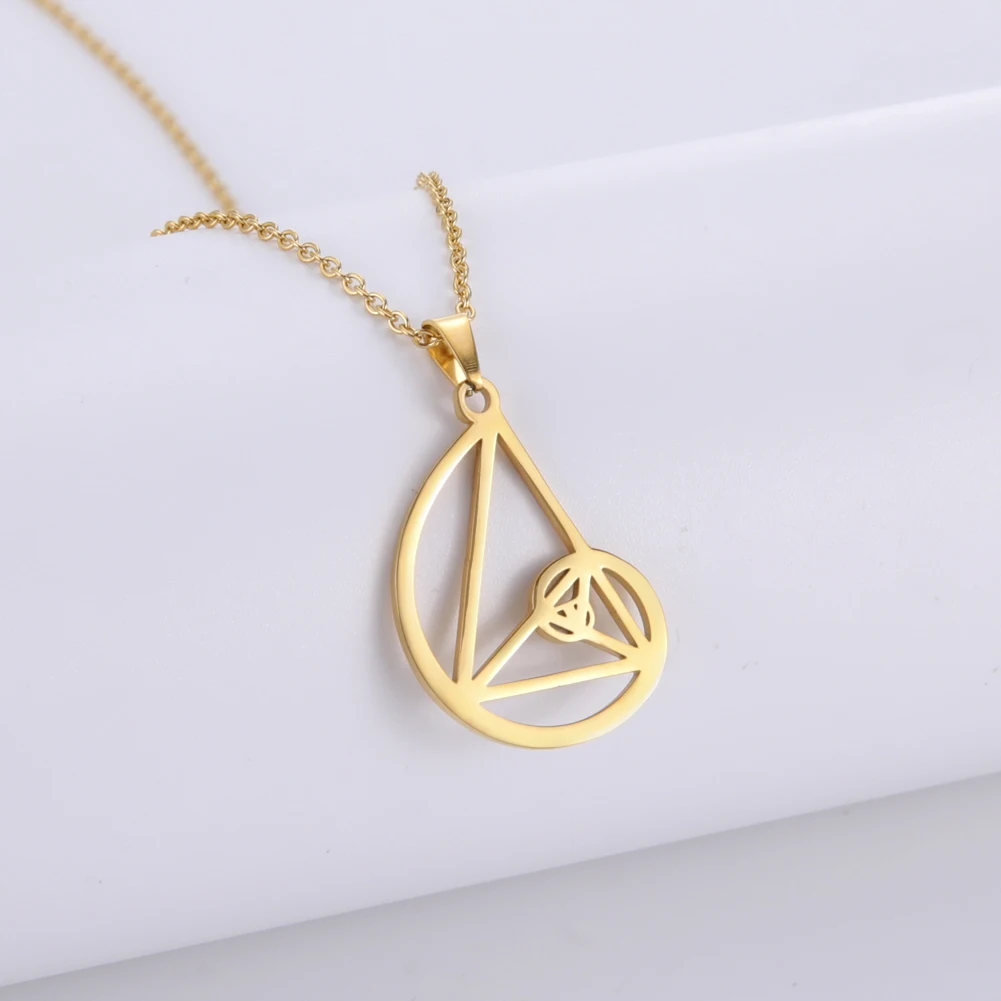 Fibonacci Spiral Circle Triangle Golden Ratio Geometry Pendant Necklace Stainless Steel Women Choker Necklace Jewelry