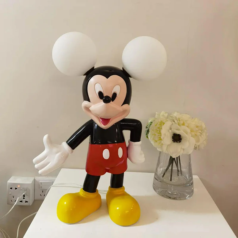 Decorative Mickey Mouse Shape Table Lamp Cartoon Kids Room Led Desk Lamp Hotel Bedside Nordic Modern Glass Table Lamp