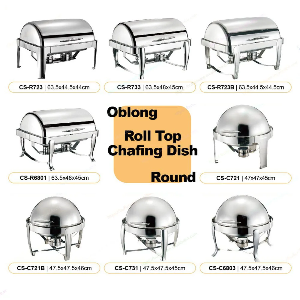 Multi-Purpose Rectangle Chafing Dish, 9L Hydraulic Roll Top Cover, for Soups/Stews/Desserts in Hotels