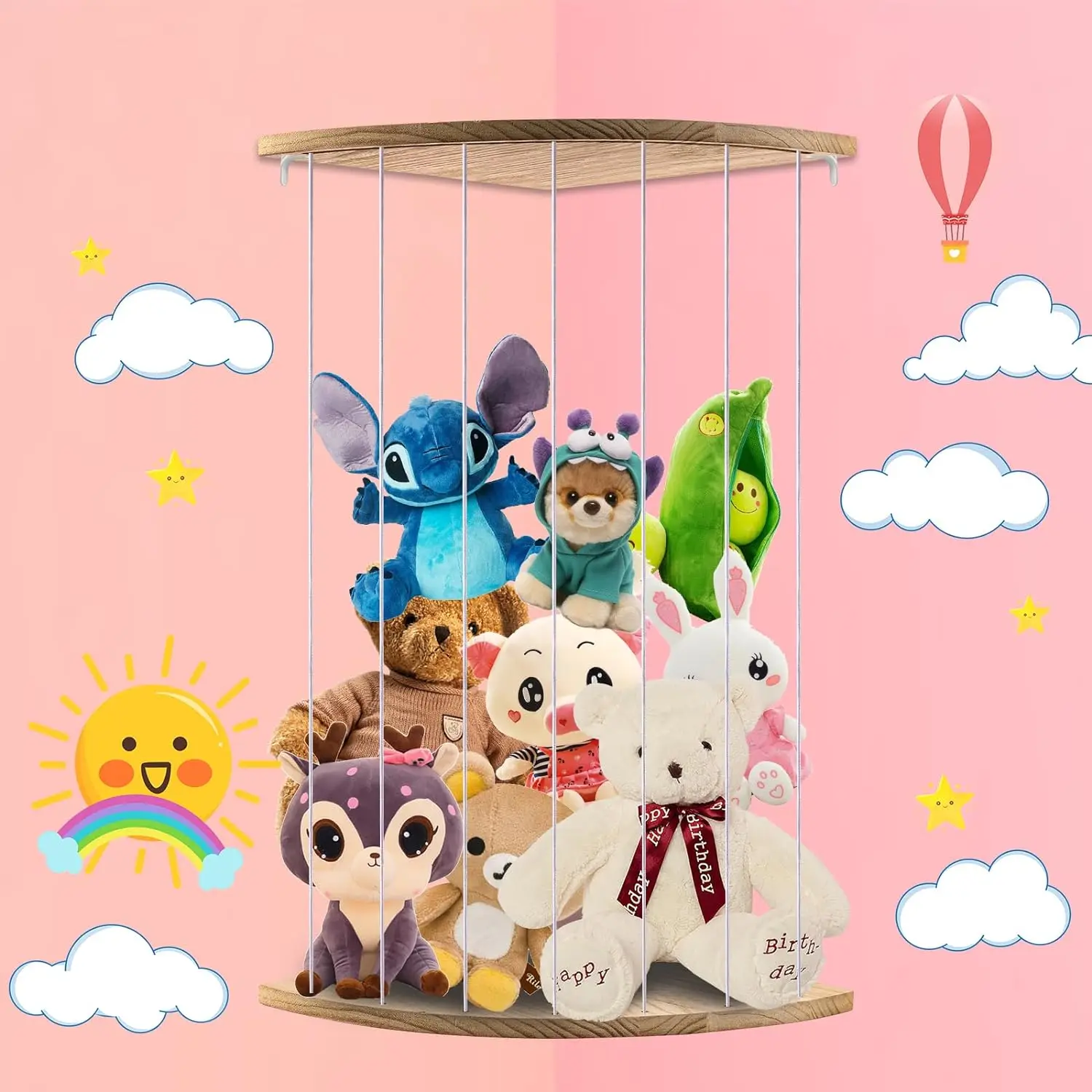 Plush Toy Storage Wooden Plushies Organizer Soft Toy Corner Storage