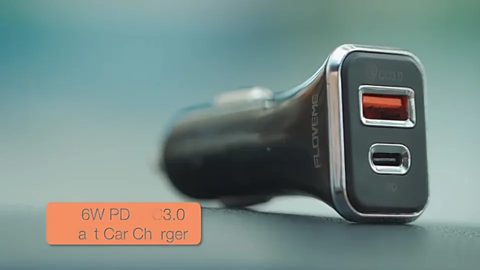 Fast Charging Dual Port Usb C+usb A 2.1a Pd 18w Car Charger Adapter