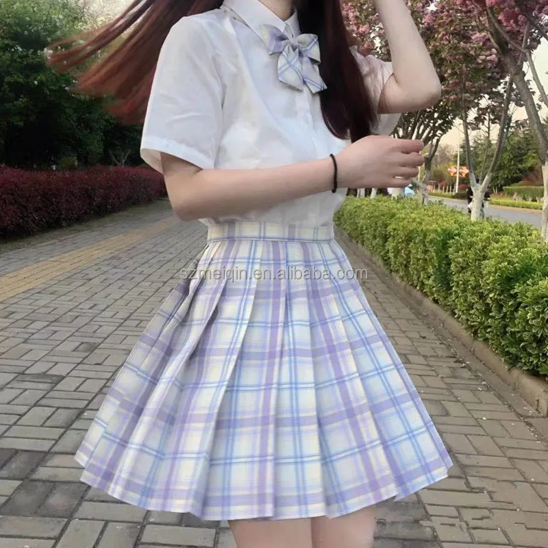 Womens Schoolgirl Uniform Cosplay Costume Set Short Sleeve Shirt With ...