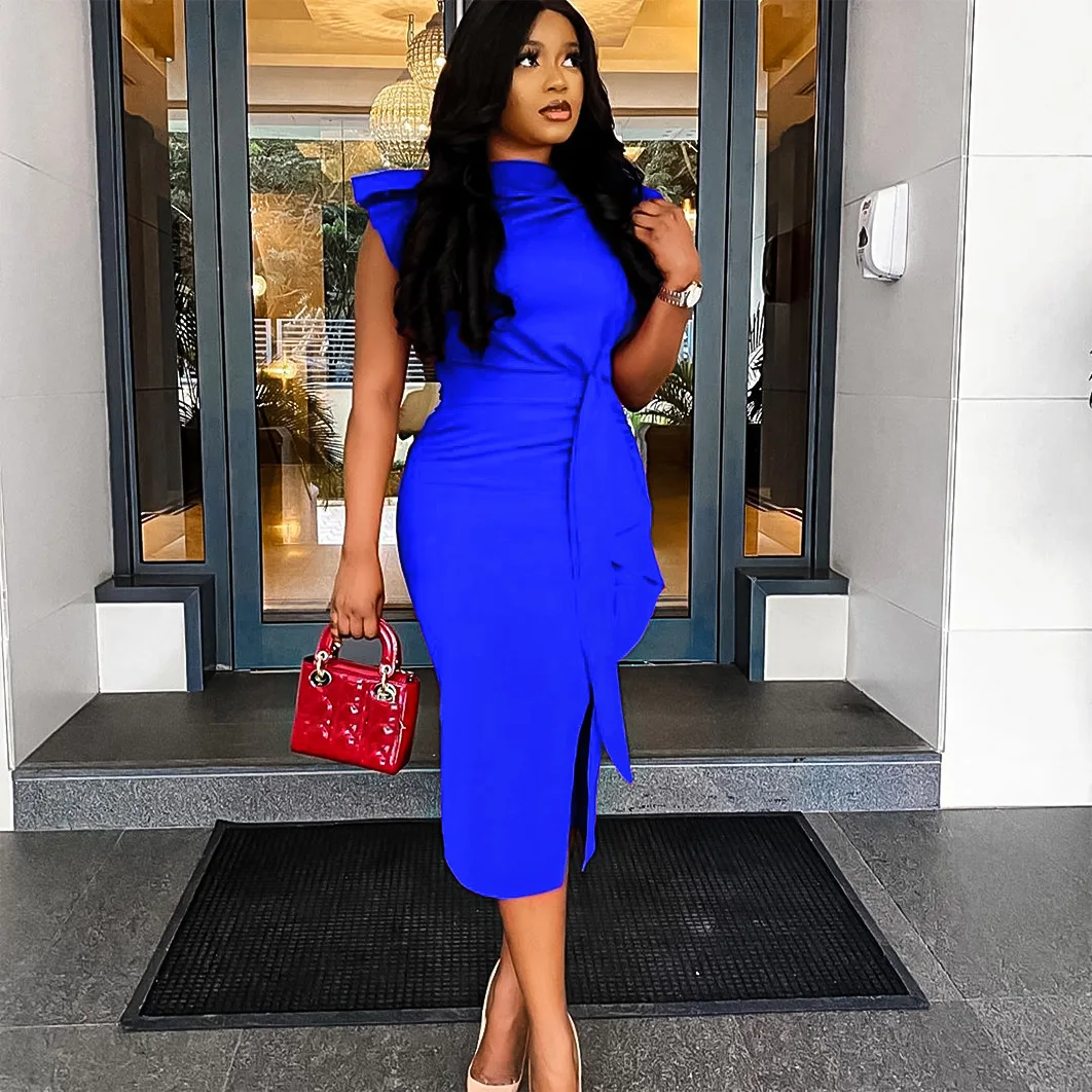 New Design Women Summer Dress Elegant Fashion Ruffle Pencil Skirt