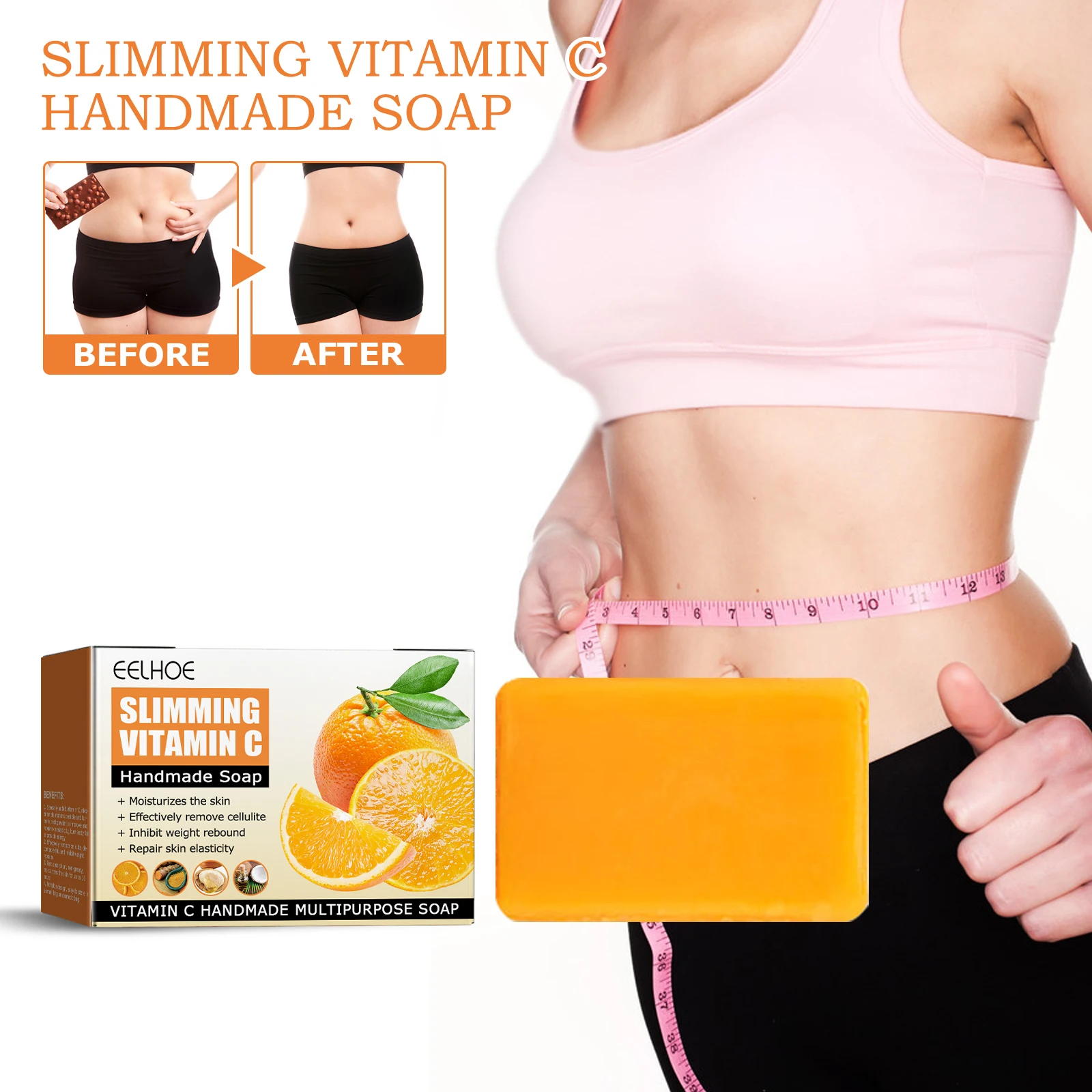 Новейший EELHOE мыло для похудения с витамином C очищающее увлажняющее укрепляющее средство для удаления жира на животе тонизирующее средство для похудения и тела