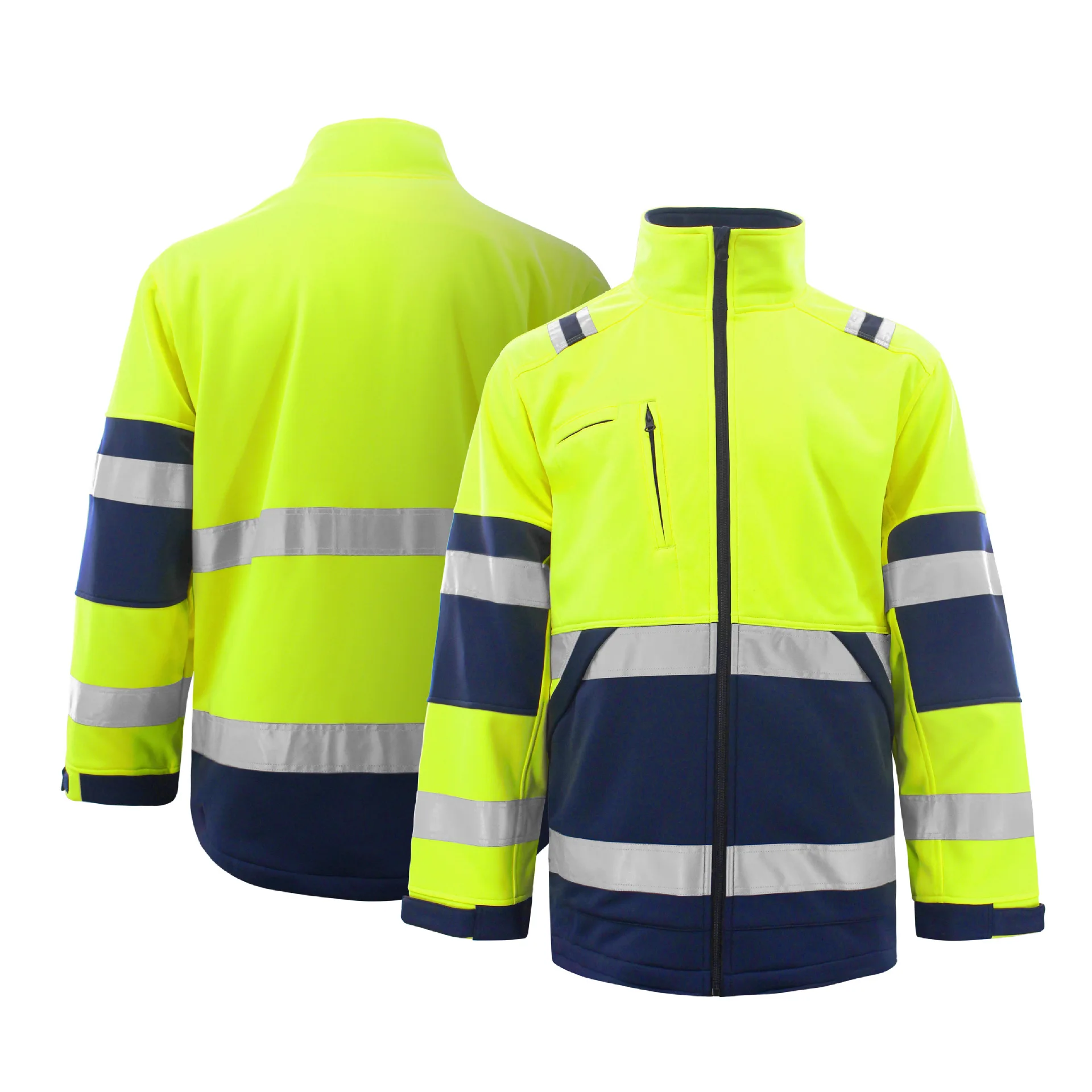 Hi-Vis Safety Polar Fleece Jacket with Reflective Tape Construction Security Hoodie Jacket manufacture