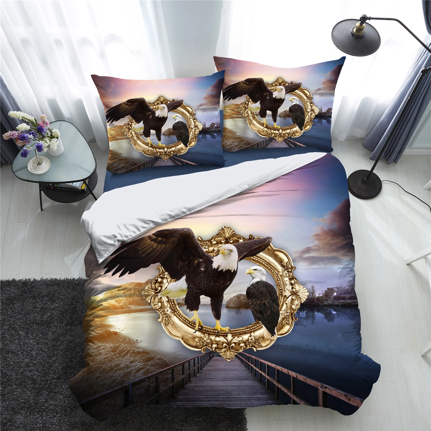 Hot New Design 3d Printing Fashion Comforter Bedding 100 Polyester Black Duvets Cover Sets