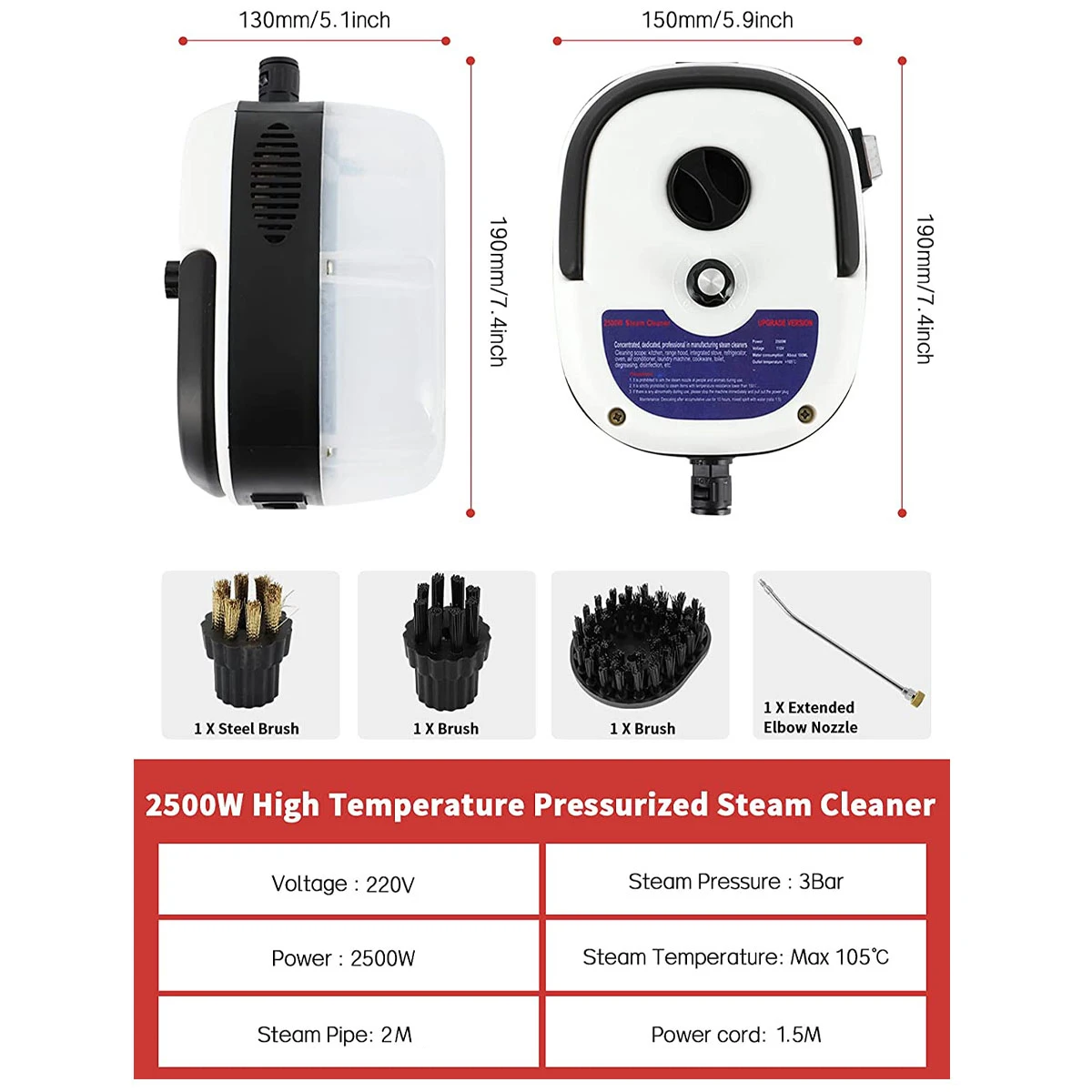 Multifunctional High Pressure Steam Cleaner 2500W Commercial Car Cleaning Machine Air Conditioning Home Kitchen Hood Cleaner