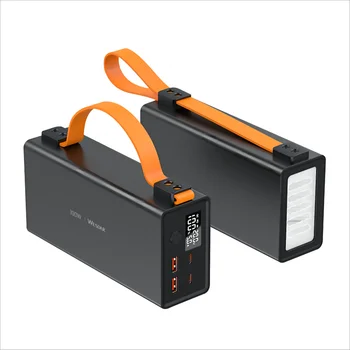 Aluminium alloy housing portable PD 100W 50000mah laptop power bank with emergency flashlight for outdoor use