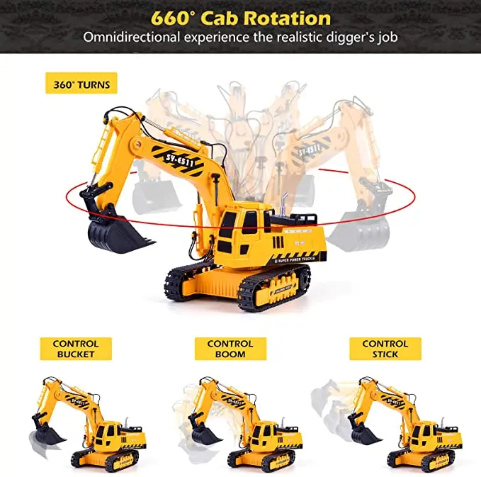 Remote Control Excavator Rc Toy 1 20 Rc Excavator Toy 3 Separate Motors Construction Tractor 11 Channel Rechargeable Rc Truck