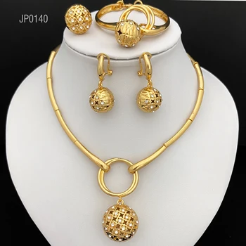 Fashion Jewelry gold plated ball 24K plated Gold Necklace for Dubai gold Jewelry set with bijoux plaqu or boule