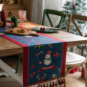 Wholesale Custom Printed Christmas Decoration Cotton and Linen Christmas Table Runners
