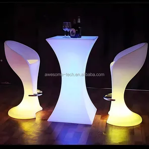 Luminous Waterproof Plastic LED Bar Chair Multi-color High Cocktail Chair Stool for Home Durable Outdoor Party Bar High Chair