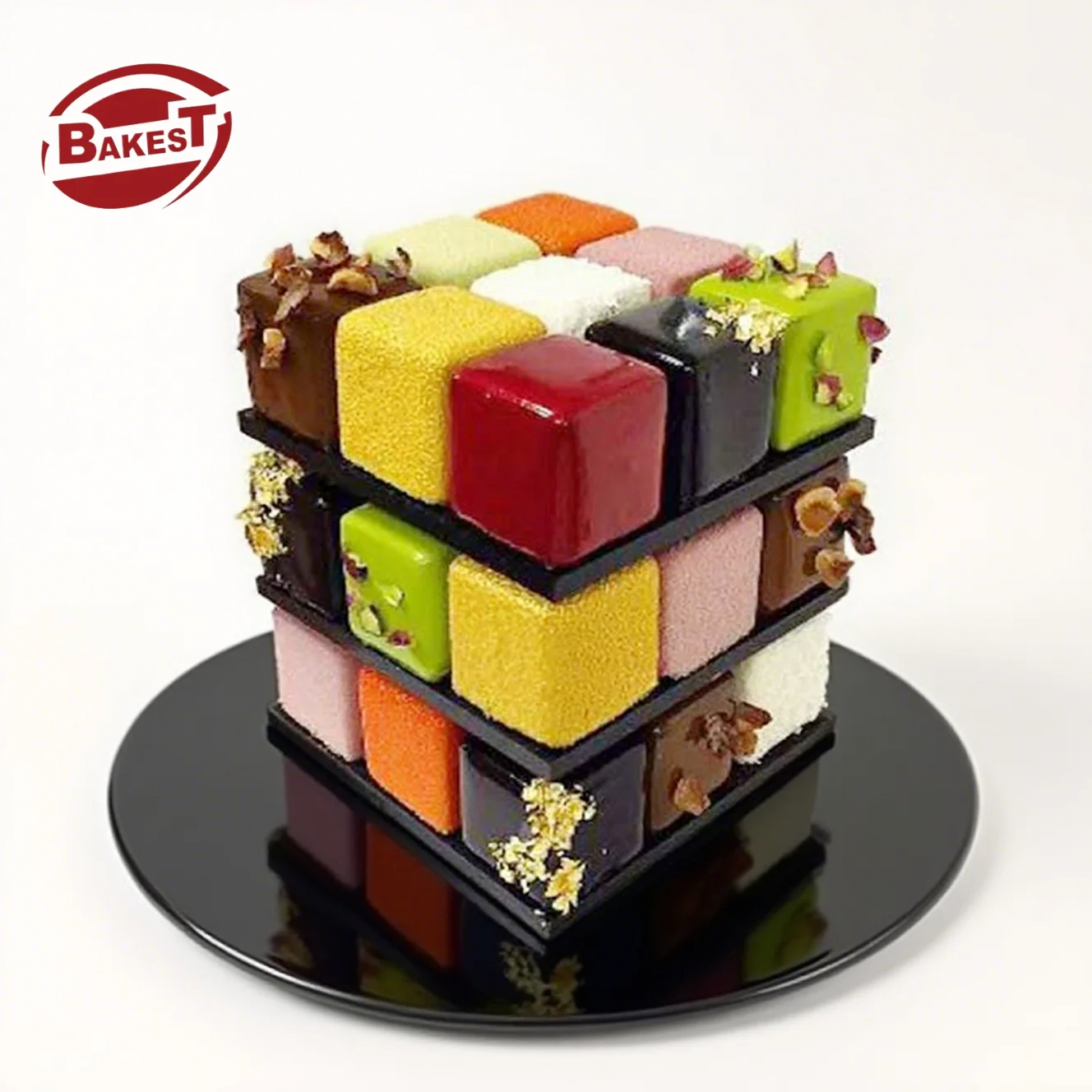 Reusable Square Silicone Rubik's Cube Mold for Pudding French Dessert Jelly Ice Cube Soap Candy Cup Mold Packaged Bag Baking