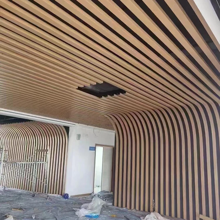 High Craftsmanship Customized Mall Office Lobby Indoor Use False Metal Decorative Aluminum Wood Grain Ceiling