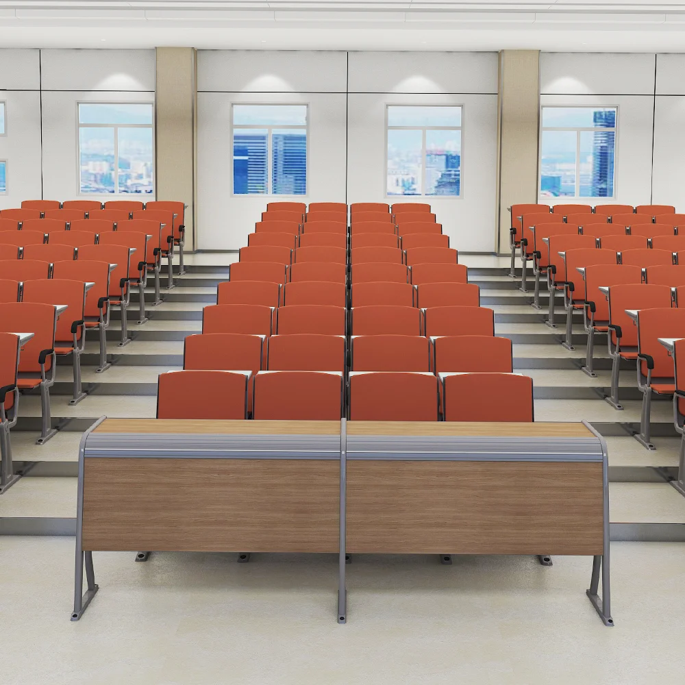 University Classroom Furniture Metal Leg Wood University Auditorium Lecture  Hall Chair and Table for Large Classroom
