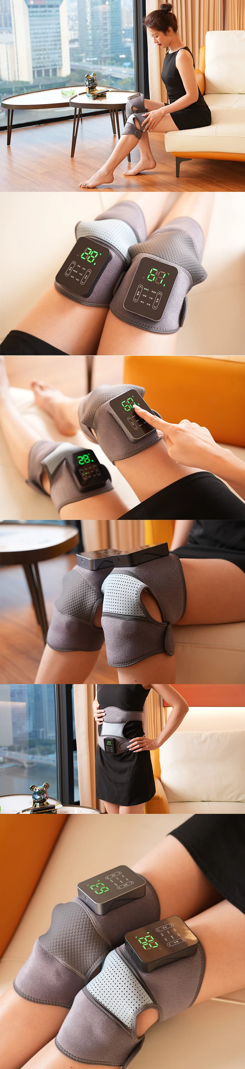 product custom high end rechargeable cordless knee massager smart electric heating with vibration leg massager-0