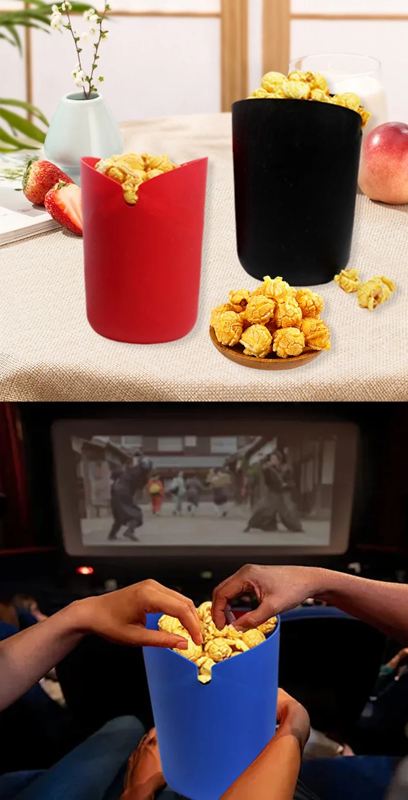 Classic Style Foldable Microwave Popcorn Box Snack Bucket Made of Silicone for Party Use manufacture