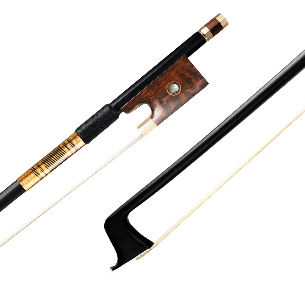 NAOMI Advanced 4/4 Black Carbon Fiber Violin Bow Snakewood Frog With