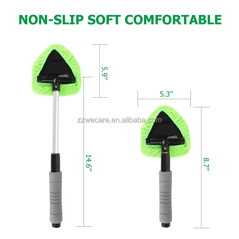 Extendable Handle Washable Reusable Cloth Microfiber Car Window Cleaning Tool Windshield Cleaner Kit