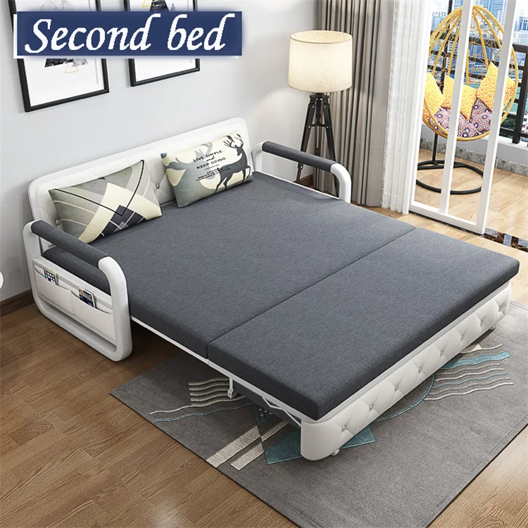 Modern Wooden Folding Chair Sleeper Three Seat Sofa Bed Living Room