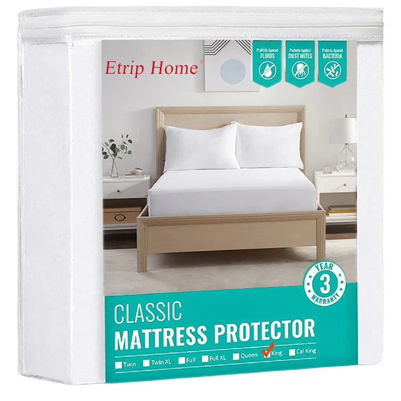 Terry Waterproof Mattress Cover Anti-mite Breathable Hypoallergenic Bed  Protection Pad White Mattress Protector Bed Bug Suit 1PC