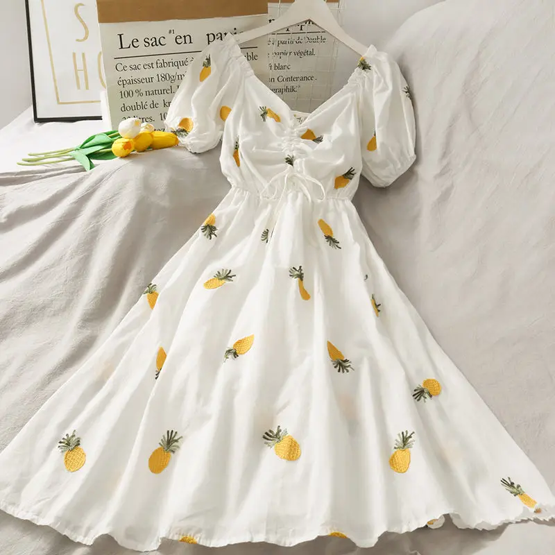 2021 Korean Clothes - Strawberry Dress Kawaii Embroidery