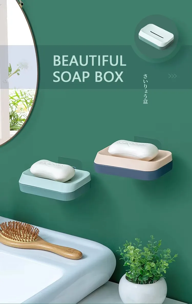 Creative Fashion Wall Mount Hole Free Vacuum Soap Dish Plastic Drain Soap Tray Holder supplier