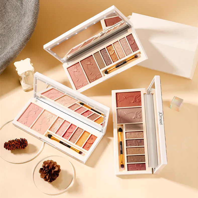Professional Makeup  LED Light 12 Colors High Pigment Creamy Eyeshadow Palette with Mirror