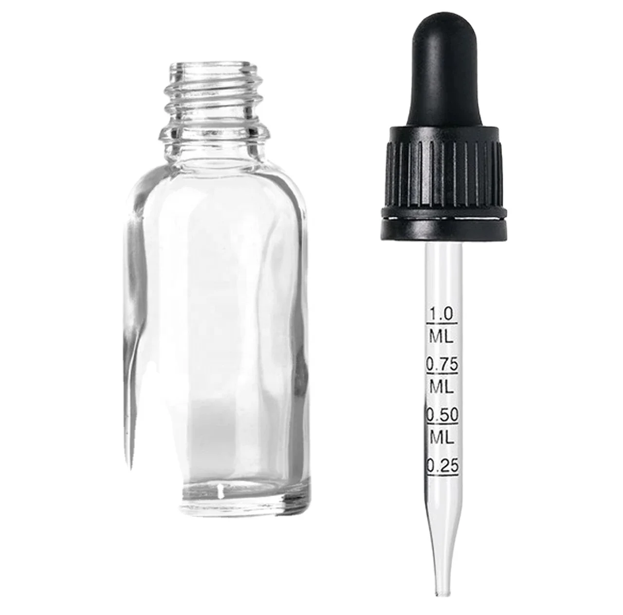 Pabrik Kualitas Tinggi Clear 4ml 6ml 8ml 10ml Glass Flacon Dengan Dropper Atau Cap Untuk Kosmetik