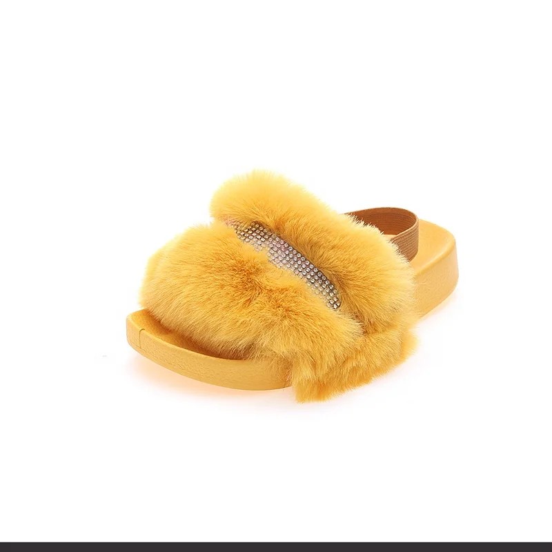 Newest Shoes Furry Slides Slipper Faux Fur Indoor Outdoor Children