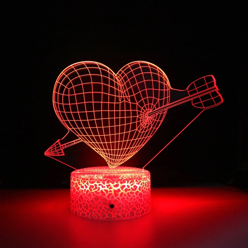 Acrylic Led Lamp Valentine Gift 1 3D Led Light Laser Cut 