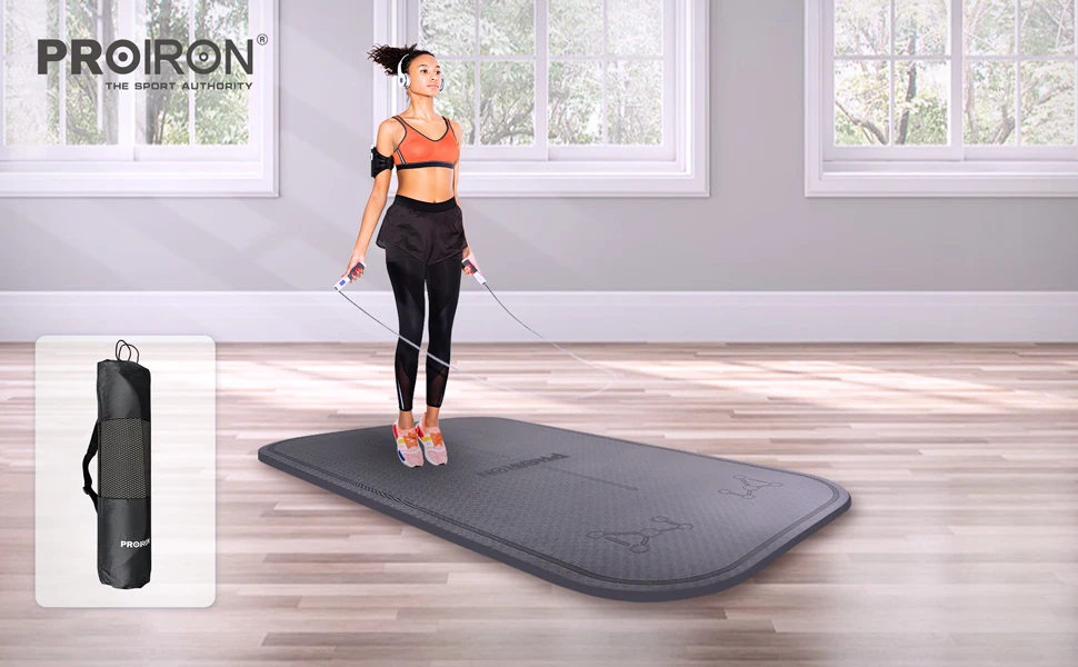 Proiron 8mm Multifunctional Tpe Jump Rope Mat 1350 * 640mm Beige White