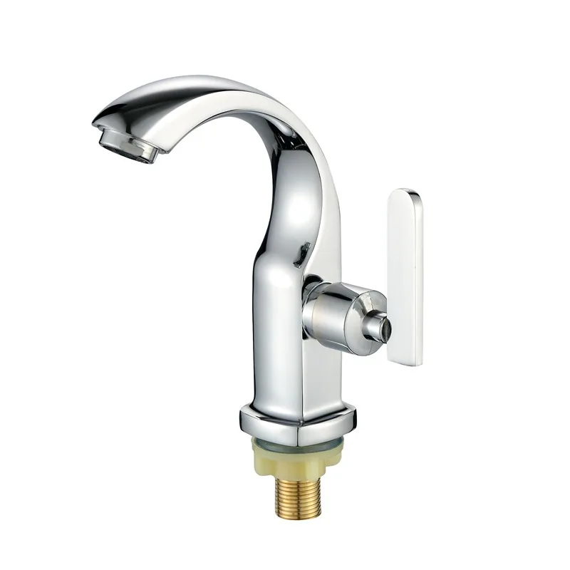 Zinc Alloy Chrome Basin Faucet Bathroom Deck Mounted Single Cold Water