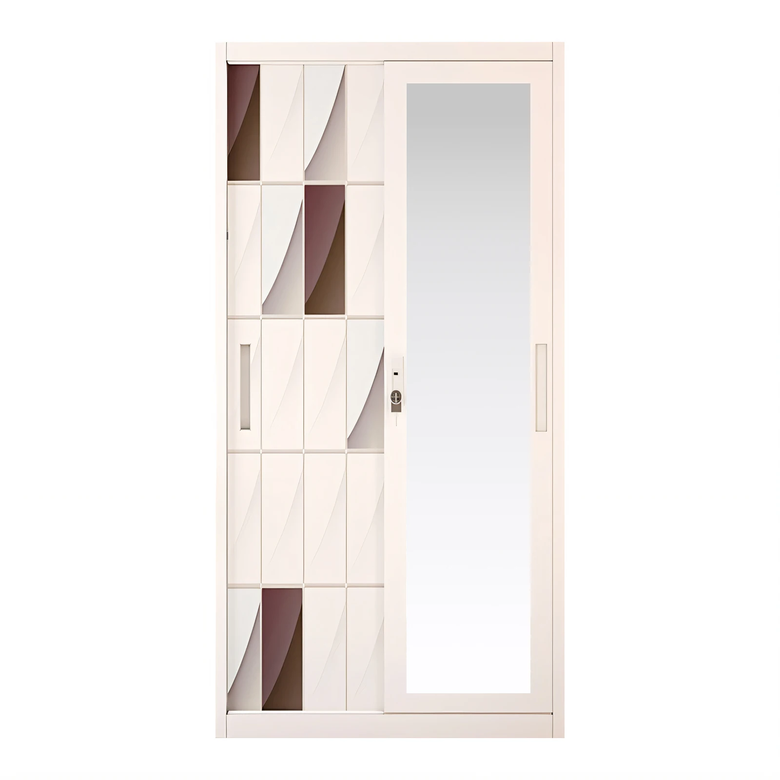 2 Door Mirror Modern Armoire Steel Printed Wardrobe with Sliding Door for Clothes Organizer