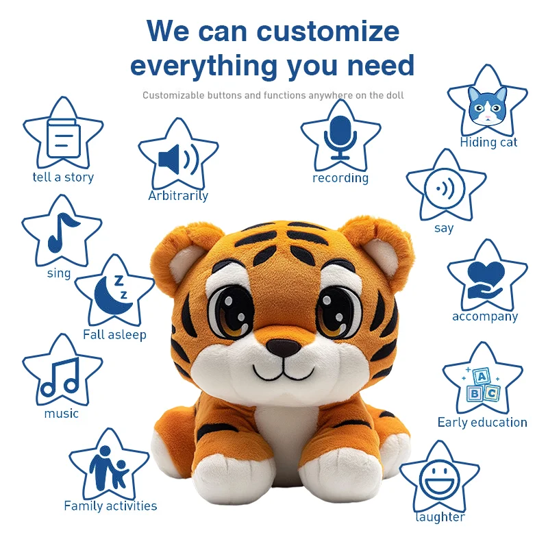 New Design Custom Plush Stuffed Soft Animal tiger Toy/ Simulation Brown Stuffed Plush Leopard Cute Tiger Gift for Kids