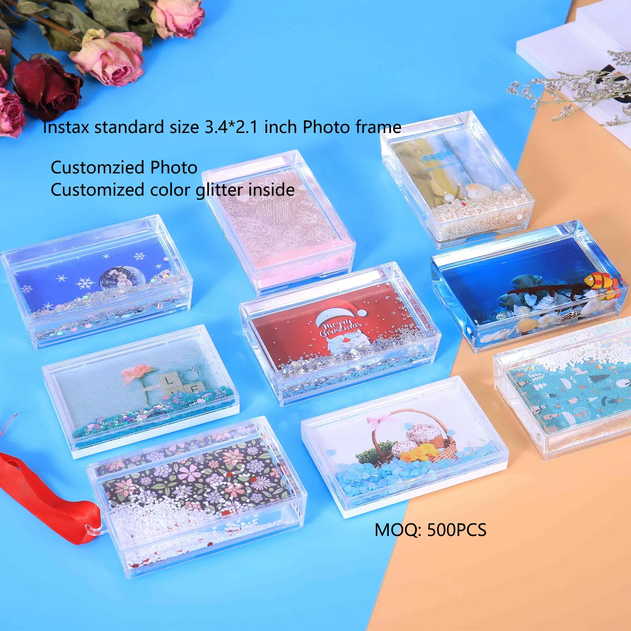 Acrylic Floating Sparkle Snow Globe Glitter Picture Frames 2x3| Alibaba.com