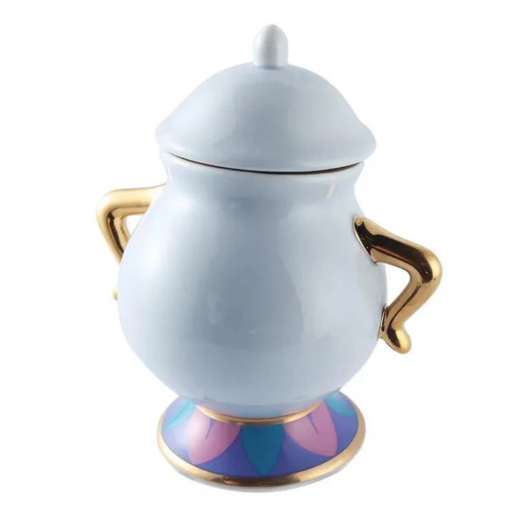 cartone animato bellezza e la bestia set da tè mrs potts teiera tazza di  zucchero ciotola cogsworth pentola set caffè compleanno regalo di natale