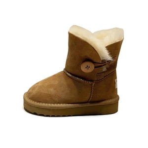 Fashionable Mid-Tube Girls Soft Indoor Outdoor Fluffy Sheepskin Women Waterproof Ankle Children Snow Boots for Men