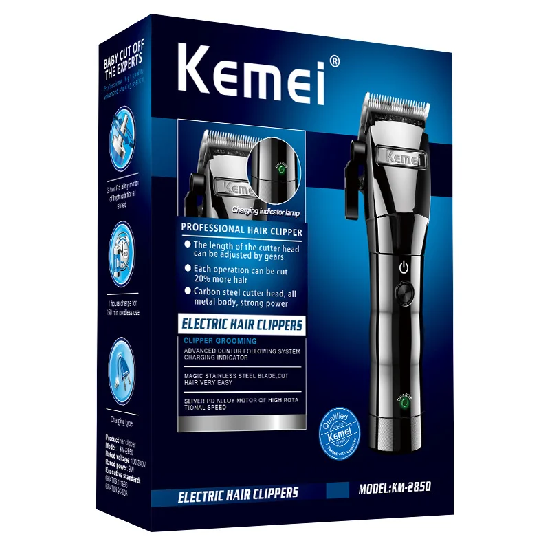 Kemei машинка для стрижки волос KM-2850 золотого тела металлическое Регулируемое лезвие из углеродистой стали профессиональная электрическая машинка для стрижки волос