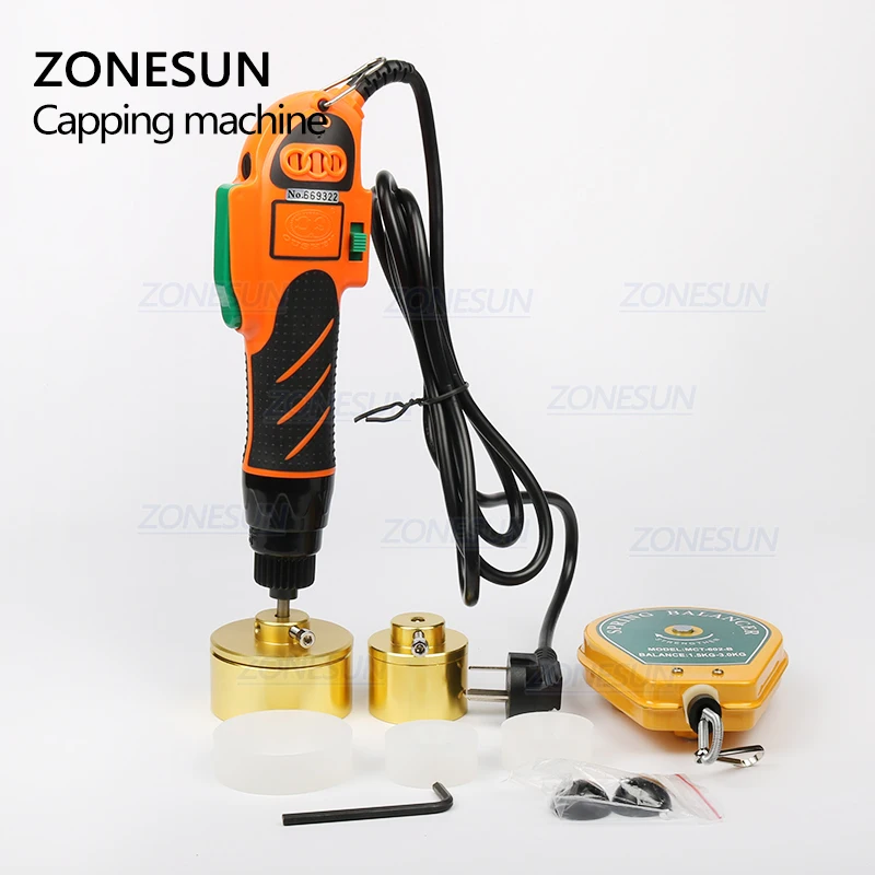 ZONESUN Электрический 10-50 мм ручной инструмент для укупорки бутылок пластиковая круглая крышка для бутылок винтовая укупорочная машина
