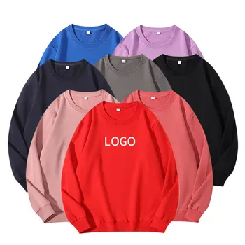 OEM Round Neck Sweater Men'S 260g Long Sleeved Pullover Sweatshirt Casual Solid Color French Terry Hoodie Sweatshirt