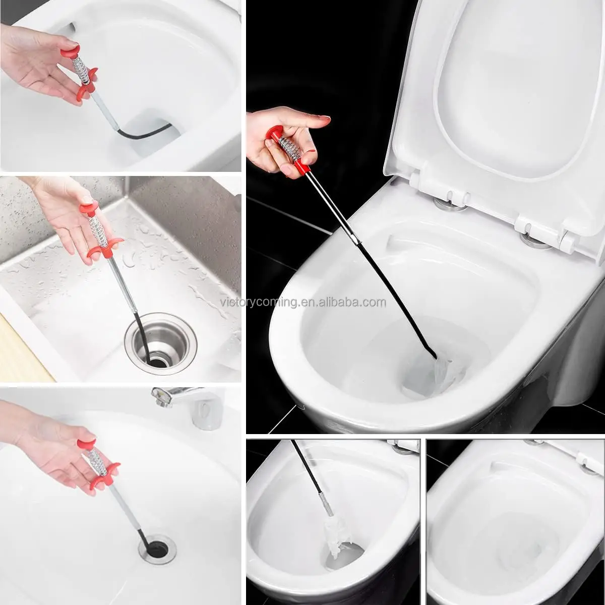 Clog Remover Drain Relief Auger Cleaner Tool Sink Drain and Snake Overflow Cleaning Brush Sewer Hair Catcher