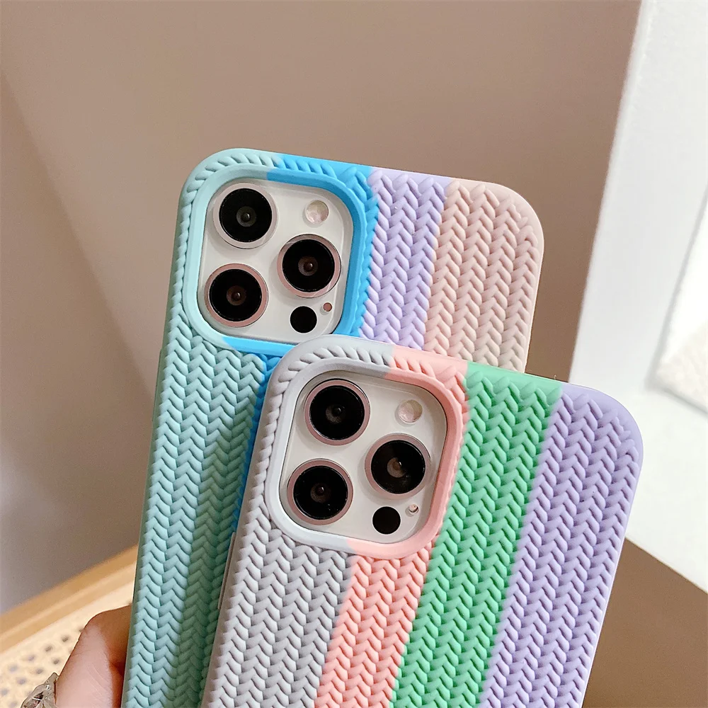 Rainbow Soft Silicone Designer Phone Case For Iphone 11 12 13 Pro Max Silicone Mobile Cover Case supplier