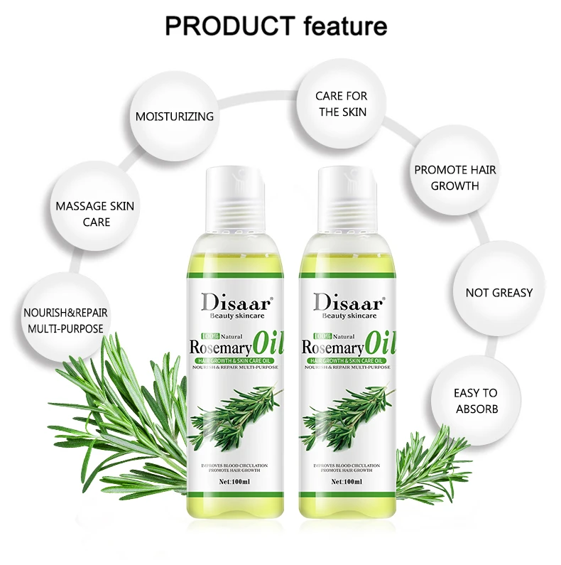 Disaar 100% Natural Rosemary Extract Moisturizing Nourishing Rosemary Essential Massage Oil for Promote Hair Growth Skin Care