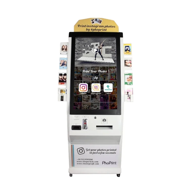 Touchscreen Photo Printing Kiosk Compatible with Apple Pay & Google Pay for Instant Advertising & Photo Printing