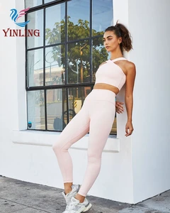 Summer United States Back Three Shoulder Ribbed Yoga Suit Suit Running Fitness Sports High Waist Nine Minutes Pants
