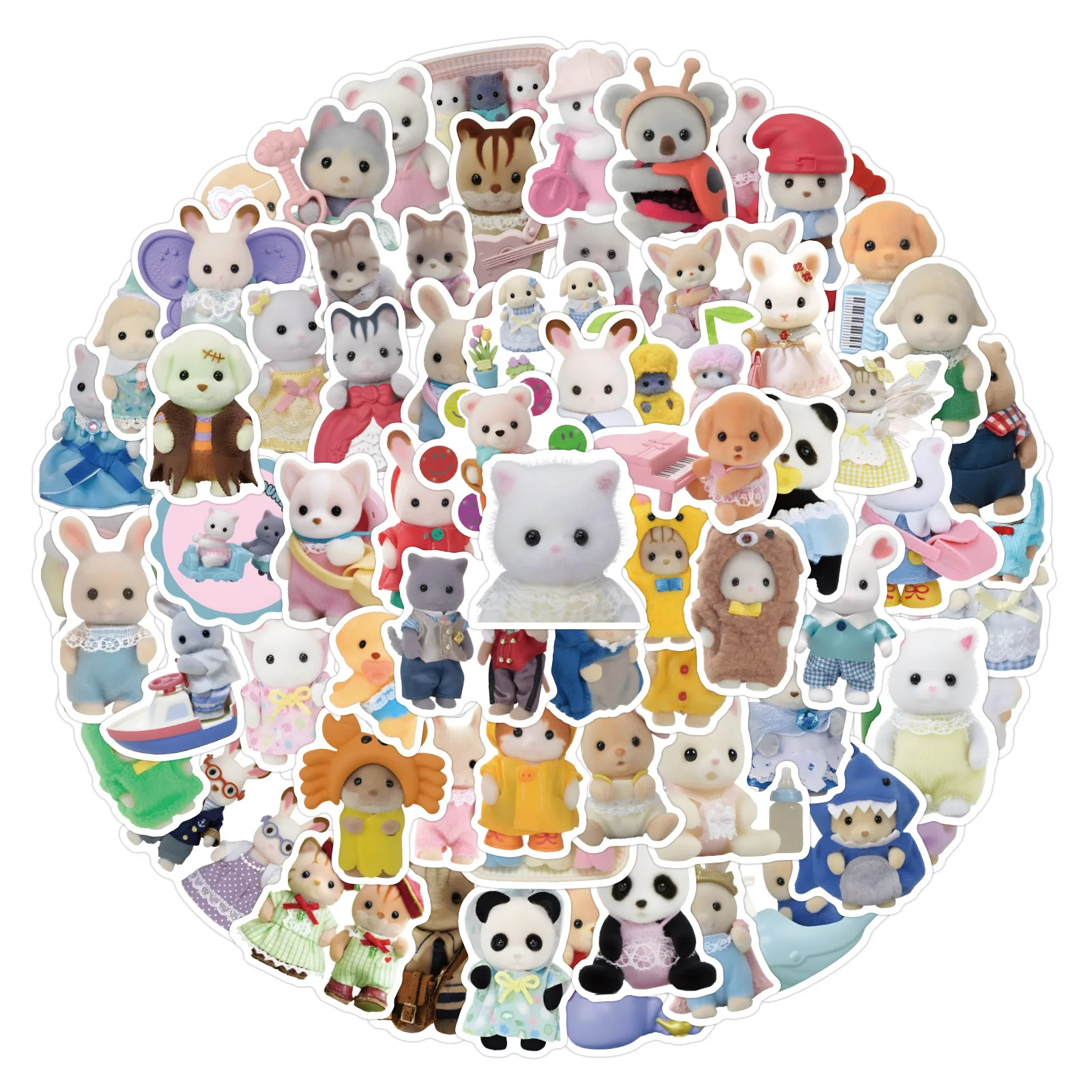 ZY2775C Luggage Waterproof Stickers - Cute Calico Critters