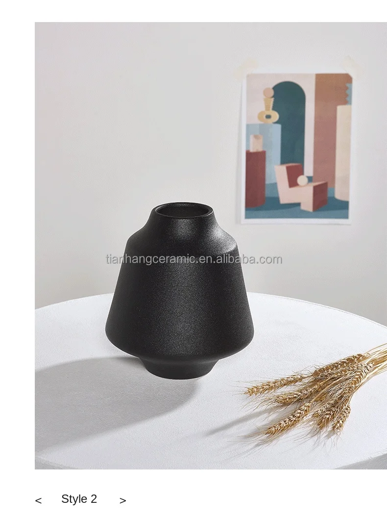 India Style Black Matt Classic Desktop Home Furnishings Ceramic Vases For Home Decor Indoor And Outdoor.jpg