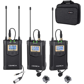 Comica CVM-WM100 PLUS(A) UHF Wireless Microphone with Dual-transmitters and One Receiver for DSLR Cameras Camcorders Smartphones